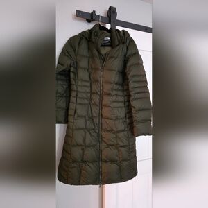 The North Face Women’s Olive Green Hooded Down Quilted Parka Long Length Medium